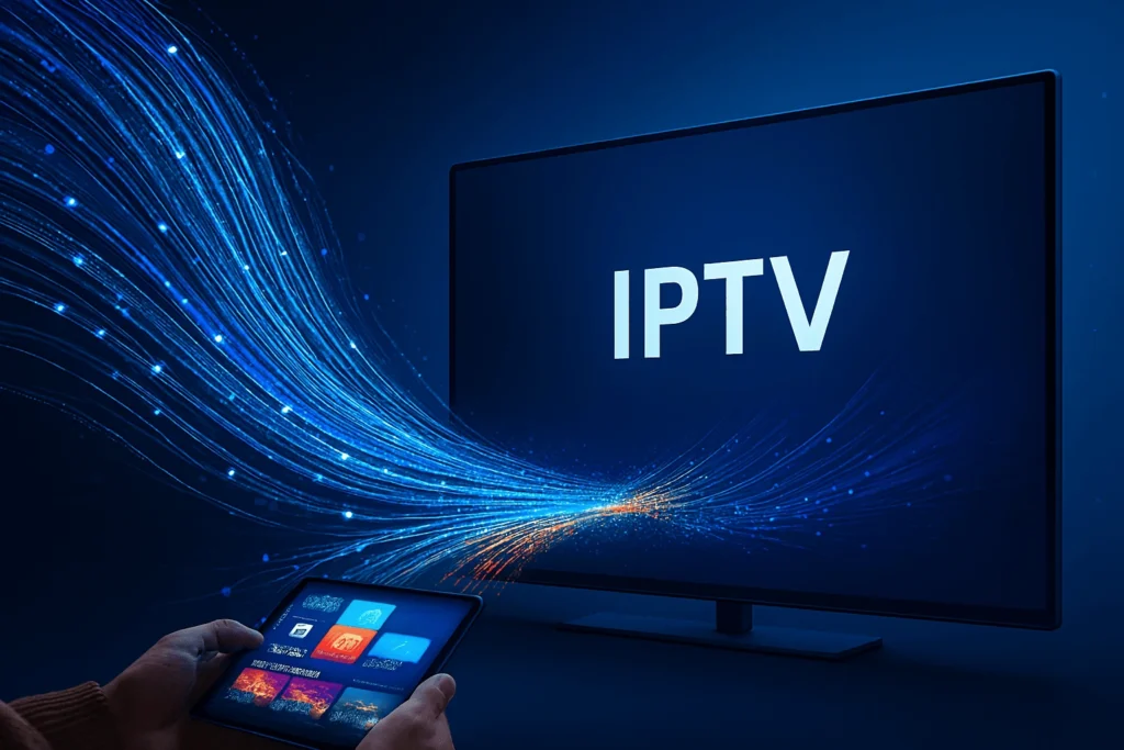 Flux de données illustrant la technologie derrière une expérience IPTV fluide et haute vitesse