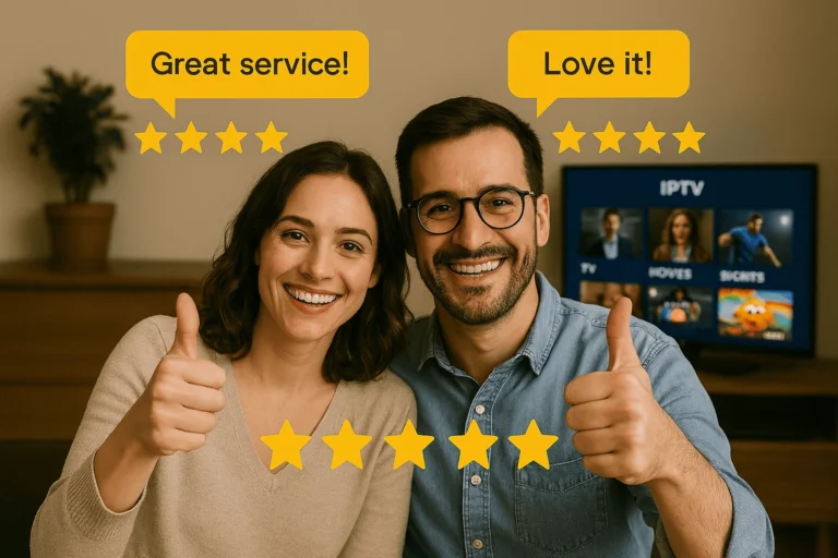 Clients satisfaits après avoir testé notre service avec essais IPTV sur Smart TV