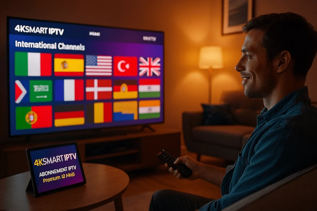 Abonnement IPTV premium 12 mois sur une TV 4K avec l’application 4KSMART IPTV fiable en 2025