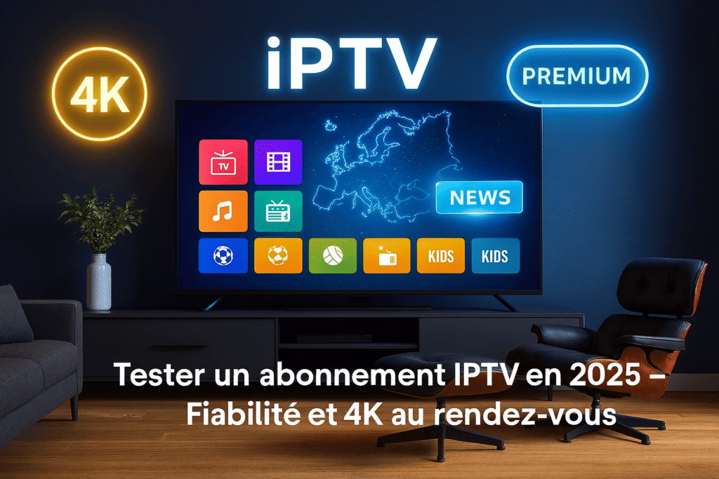 Tester un abonnement IPTV fiable avec interface moderne et chaînes premium en 4K.