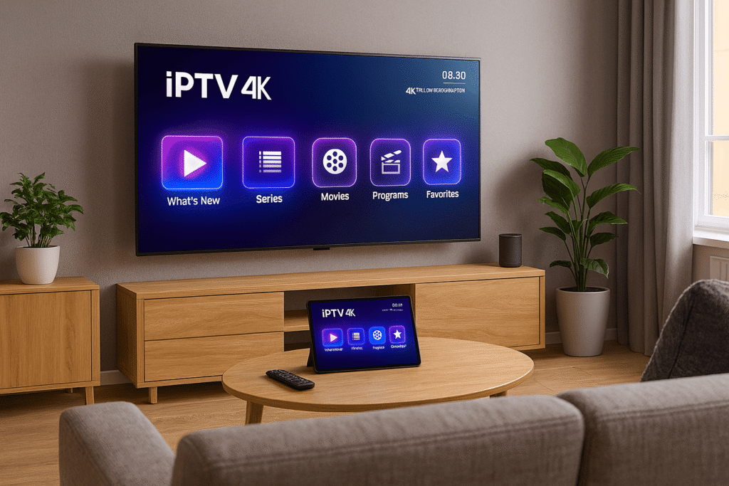 Bannière achat iptv 12 mois 4ksmart avec interface premium multi‑écrans en 4K.