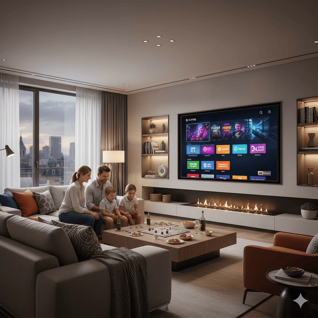 Achat IPTV Pas Cher Europe – Smart TV moderne avec interface IPTV 4K stable et fluide