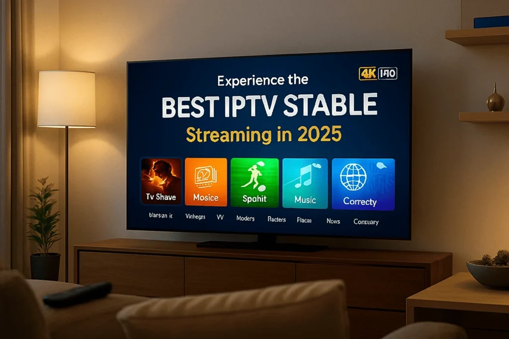 Modern 4K streaming setup representing the best iptv stable service with smooth, reliable playback and premium European channels