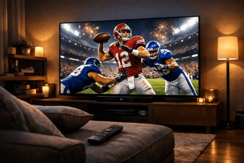 meilleur abonnement iptv smarters pro - téléviseur 4K en salon avec chaînes en direct