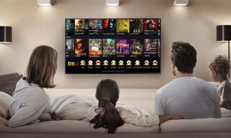 Smart TV Samsung avec abonnement IPTV 4K France affichant chaînes en streaming haute définition