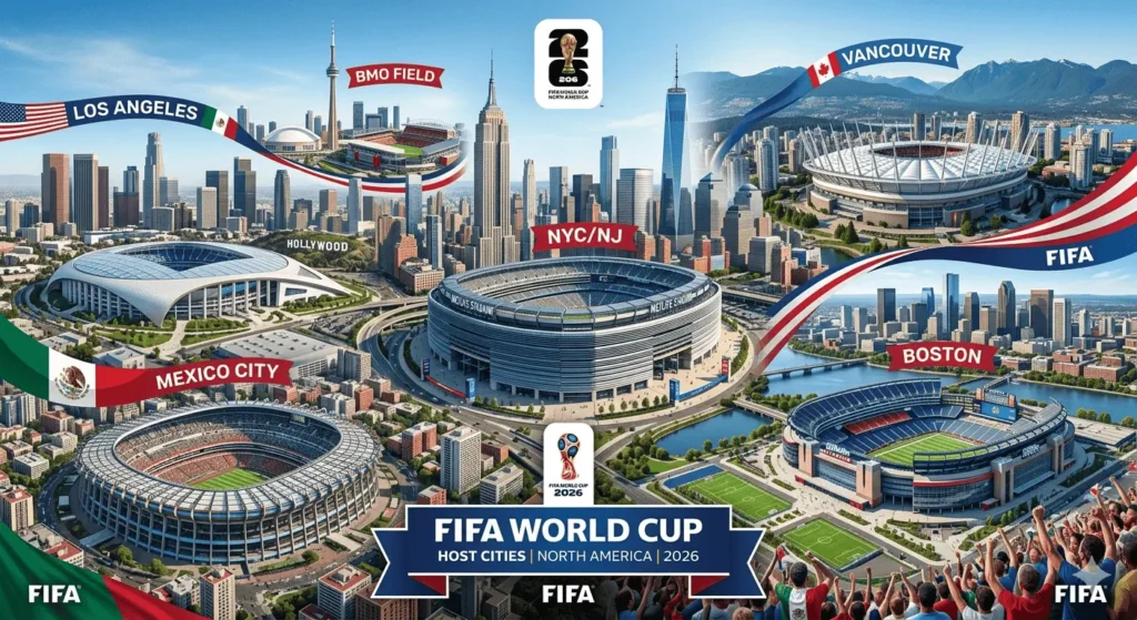 Les villes et stades accueillant les matchs fifa en Amérique du Nord.