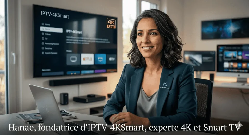 5.	4k-iptv-hanae-auteur-iptv4ksmart.jpg — “Hanae, fondatrice d’IPTV-4KSmart, experte 4K et Smart TV