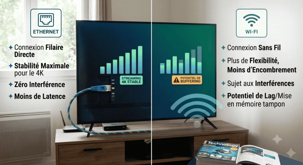 4k-iptv-smart-tv-ethernet-vs-wifi — Comparatif Ethernet vs Wi-Fi pour 4K IPTV stable