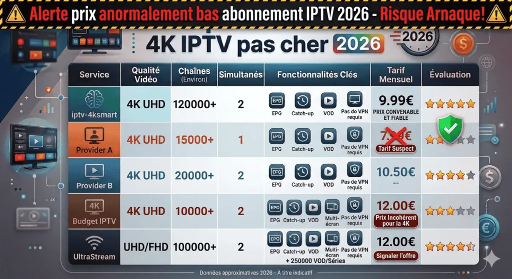 4k iptv pas cher-prix- “Alerte prix anormalement bas abonnement IPTV