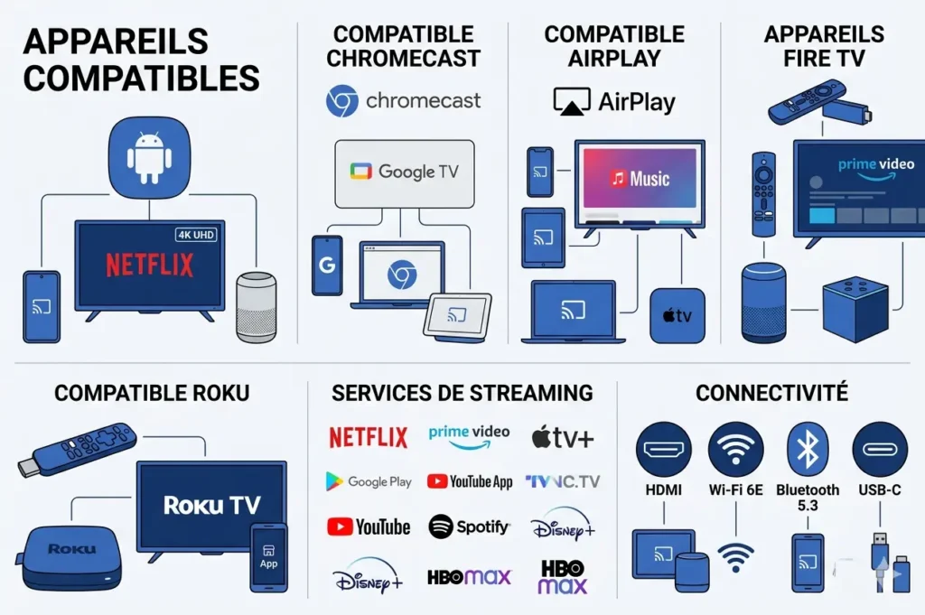 smart iptv france - appareils compatibles smartphone tablette boîtier