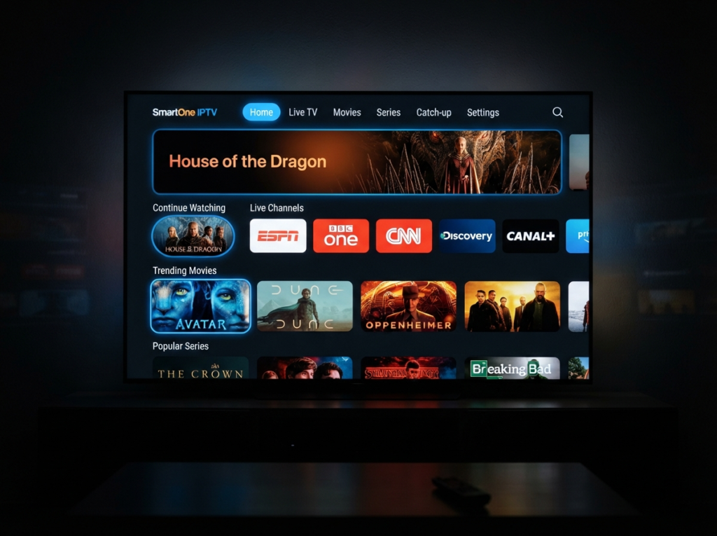 : interface SmartOne IPTV lecteur multimedia Smart TV compatible